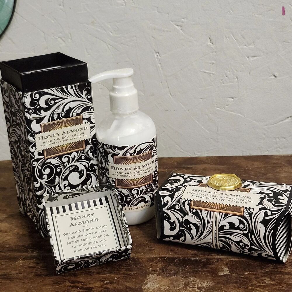 Michel Design Works Honey Almond Lotion, Bar Soap, Room Spray NEW